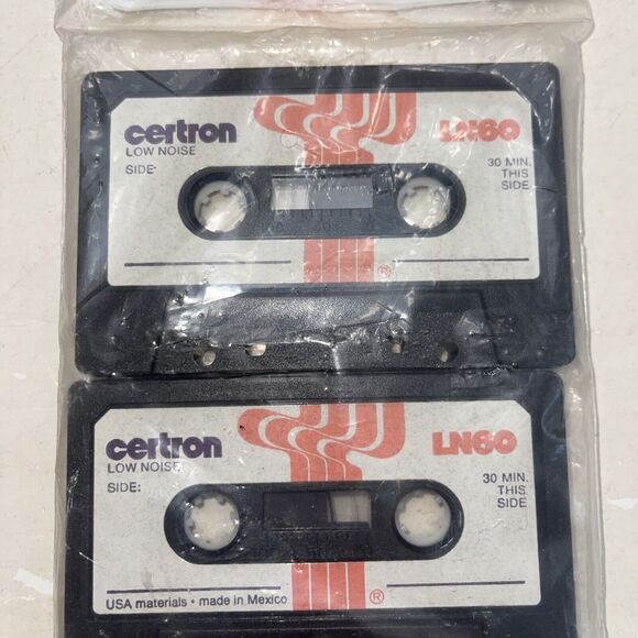 Vintage NOS LN60 Certron Blank Cassette Tapes SEALED Recording New 3 Pack New - Picture 2 of 5